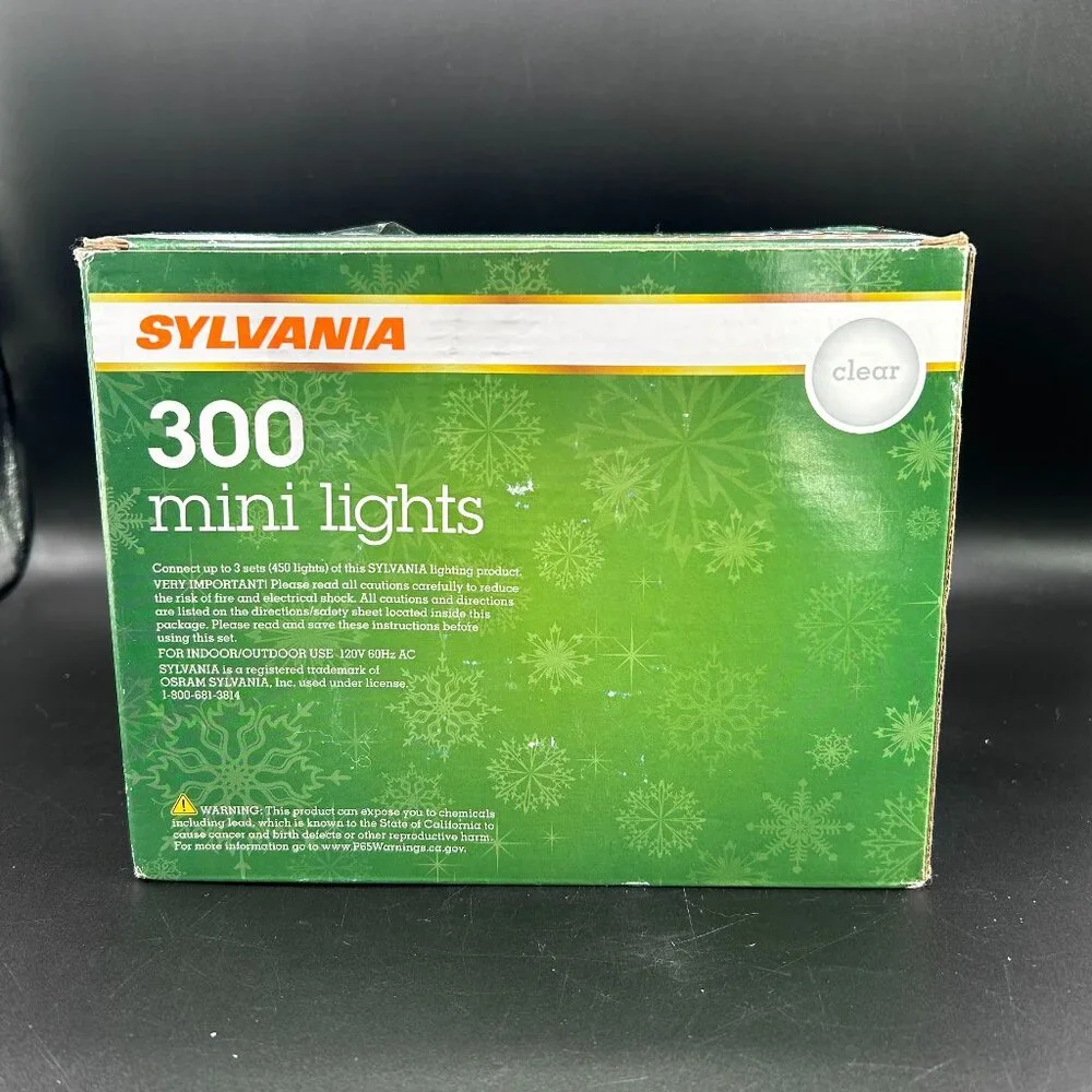 Sylvania 300 Mini Lights Clear Indoor/Outdoor Holiday Christmas Decor Open Box